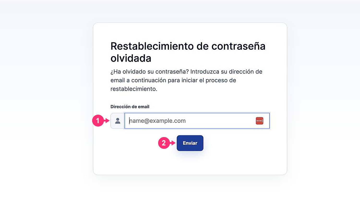 Form to reset the Client Area password