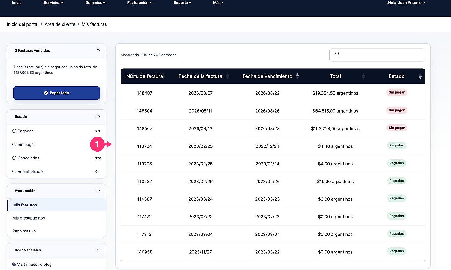Updated list of proforma invoices