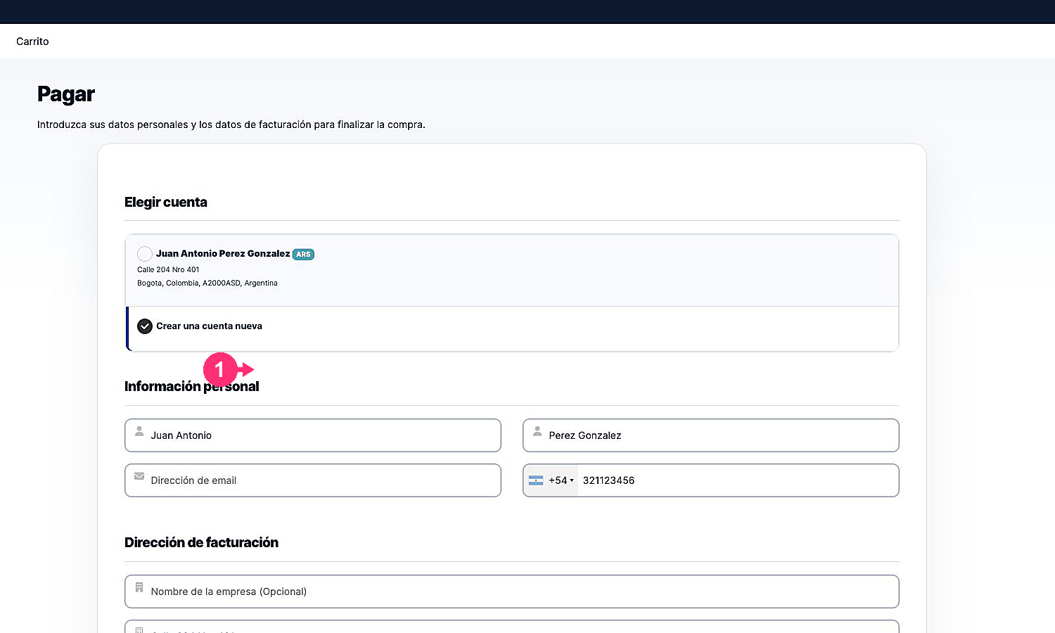 Option to create an account during purchase