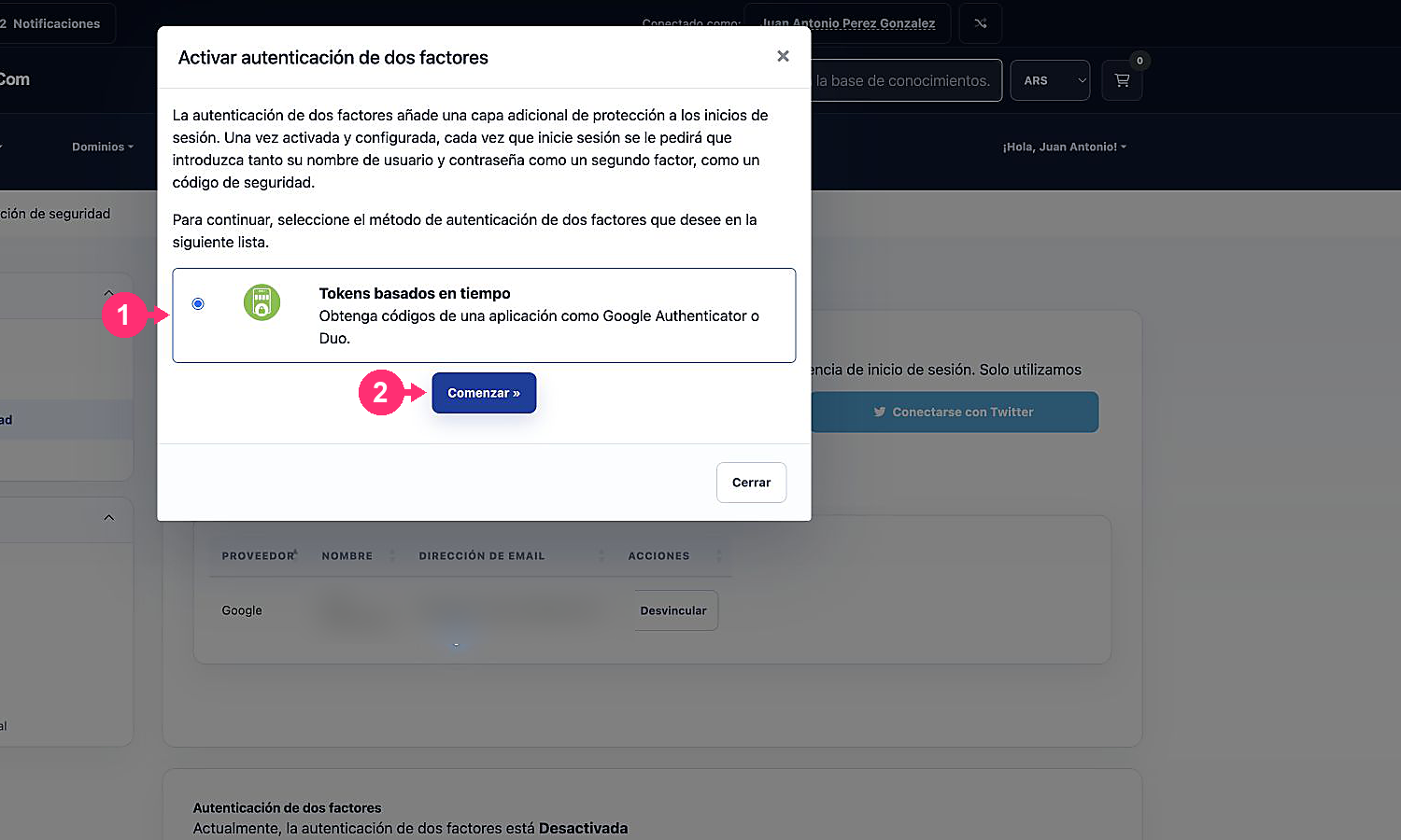 Wizard to enable time-based tokens